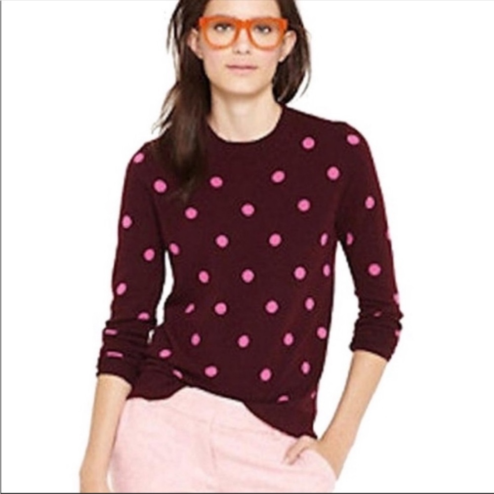 J Crew Polka Dot Button Crewneck Sweater Alpaca Small NWT